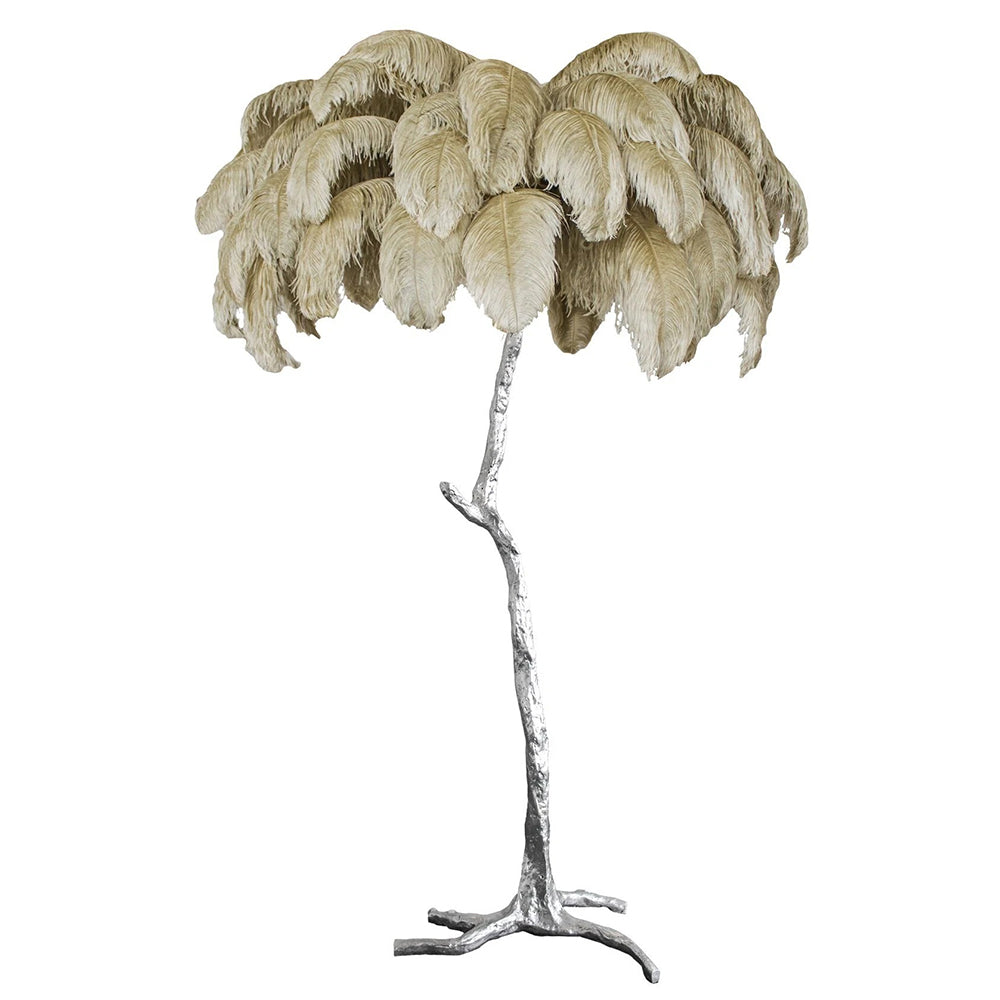 Luxury Ostrich Feather Brass Floor Lamp