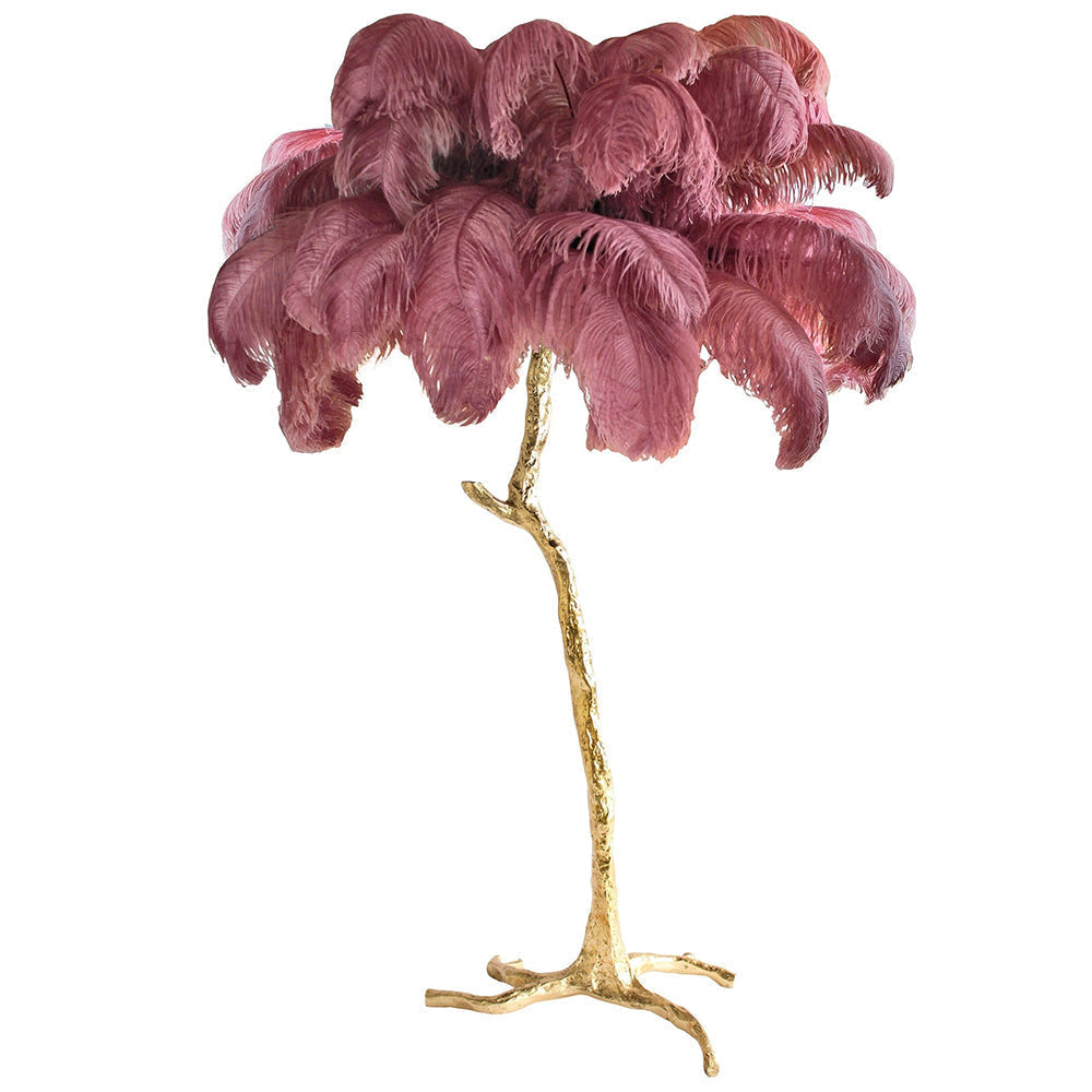 Luxury Ostrich Feather Brass Floor Lamp