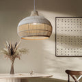 Handwoven Rattan Pendant Light for Kitchen Island – Boho Ceiling Lamp