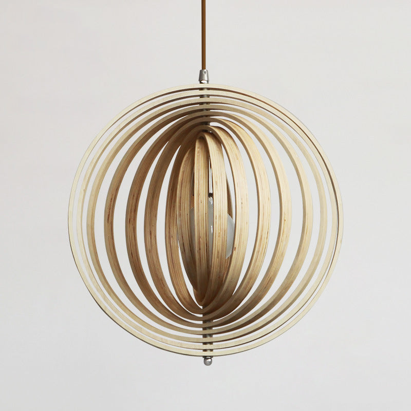 Handcrafted Wood Round Globe Pendant Lampshade